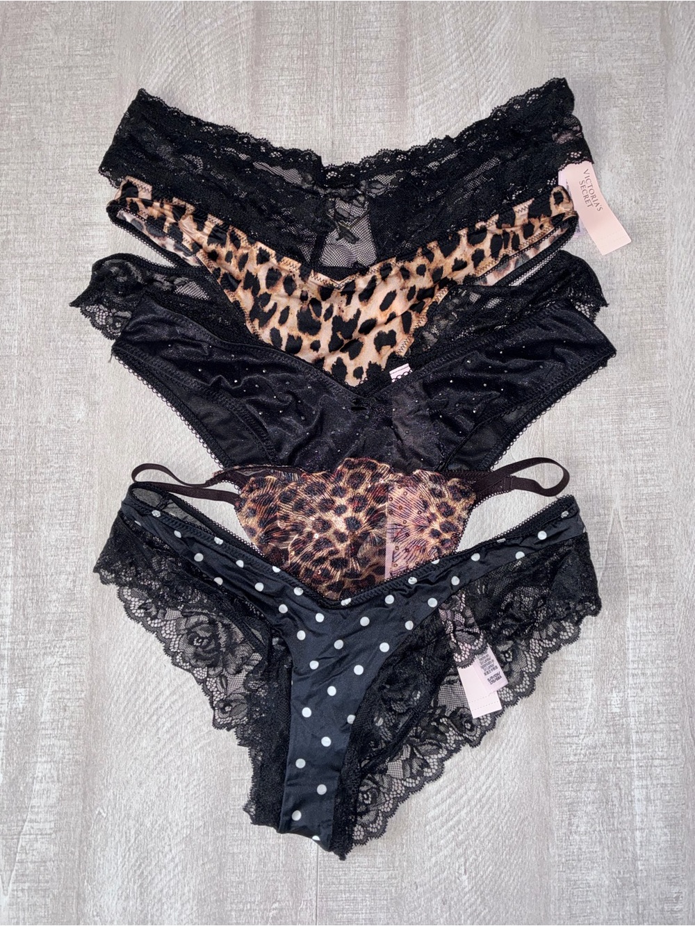 Victoria’s Secret Panty Bundle NWT Lace Leopard Cheeky Brazilian Small